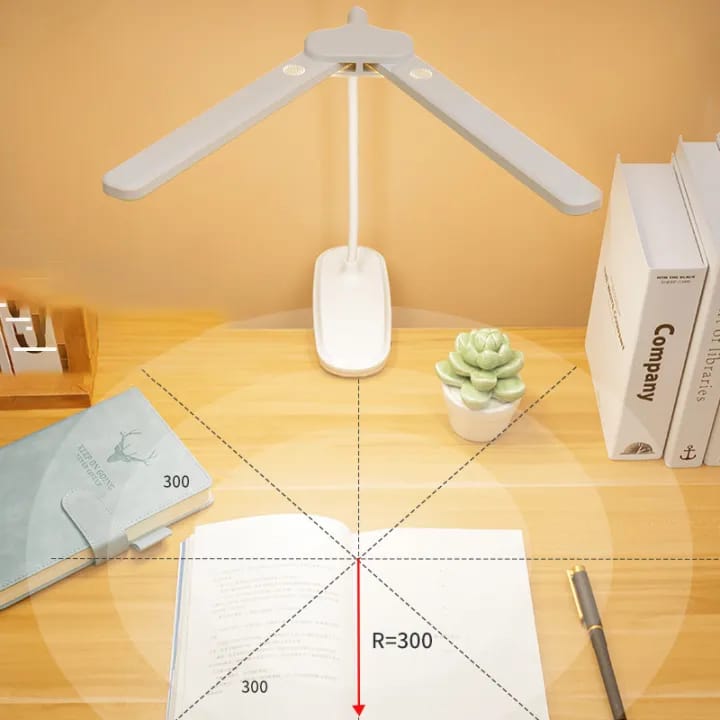 *360° Flexible Three Modes Table Lamp Double Head LED Clip lamp Study Reading Light Rechargeable Clamp Desk Light for Bedroom Office Dorm*