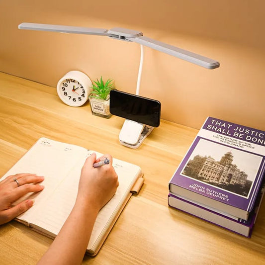 *360° Flexible Three Modes Table Lamp Double Head LED Clip lamp Study Reading Light Rechargeable Clamp Desk Light for Bedroom Office Dorm*